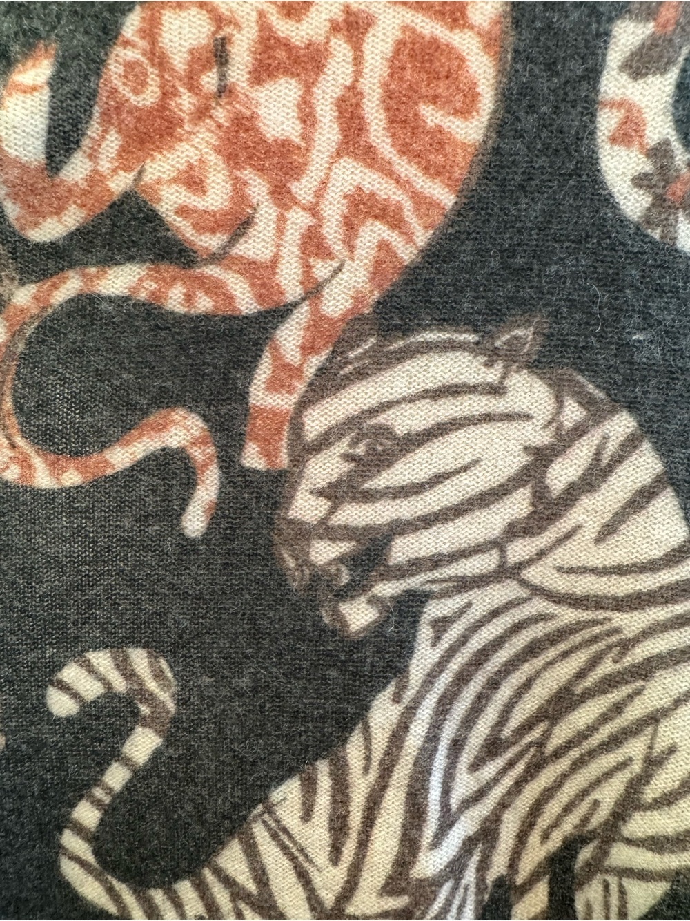 Anthropologie Pilcro Alani Tiger Leopard Cashmere Sweater Mock Neck Oversized L - Picture 4 of 12